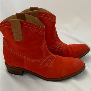 Sundance Vibrant Orange Suede Ankle Boots
